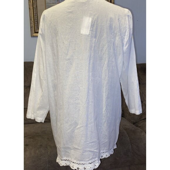 Women's Sweet Magnolia White Embroidered Long Cotton Tunic size XL - Picture 5 of 11